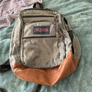 JanSport Heather Gray and Tan Backpack